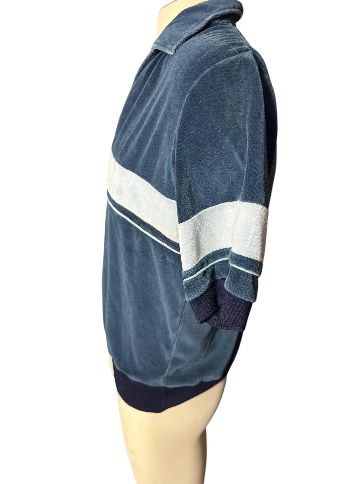Vintage 70’s blue & tan terry cloth pullover L Gap