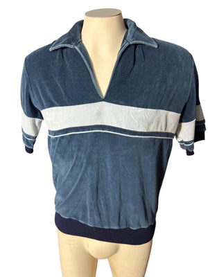 Vintage 70’s blue & tan terry cloth pullover L Gap