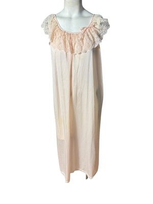 Vintage pink 80's long nightgown M