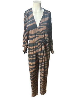 Vintage 80's black tiger jumpsuit M Pat Richards