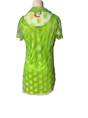Vintage 80's neon green dress with mesh cover L Street Magic