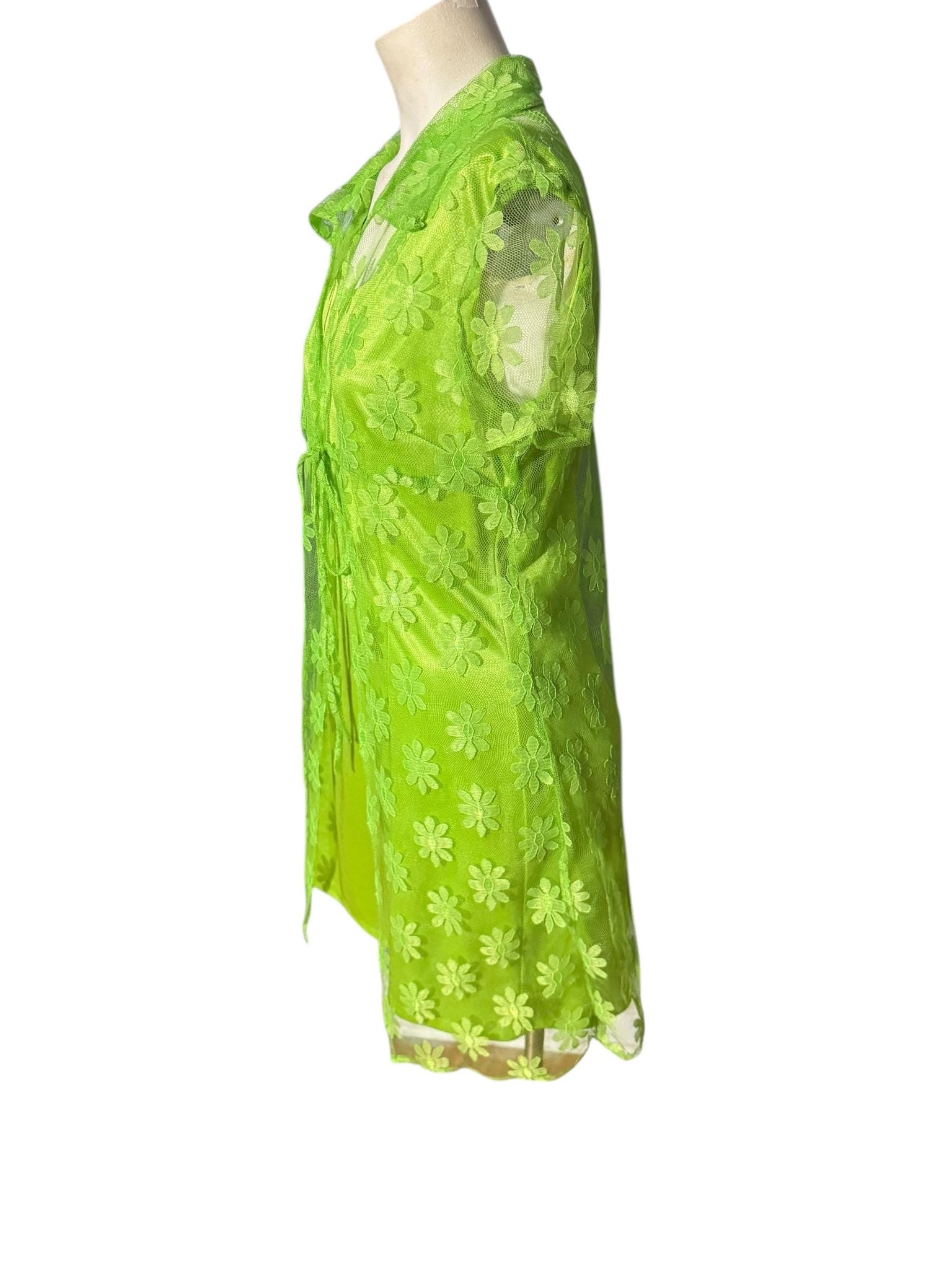 Vintage 80's neon green dress with mesh cover L Street Magic