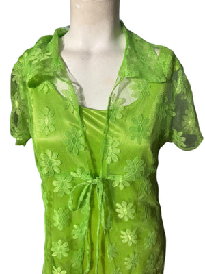 Vintage 80's neon green dress with mesh cover L Street Magic