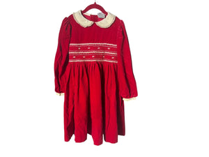 Vintage red Carriage Boutique smocked kids dress 6