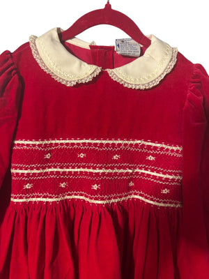 Vintage red Carriage Boutique smocked kids dress 6