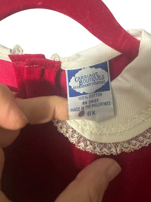 Vintage red Carriage Boutique smocked kids dress 6
