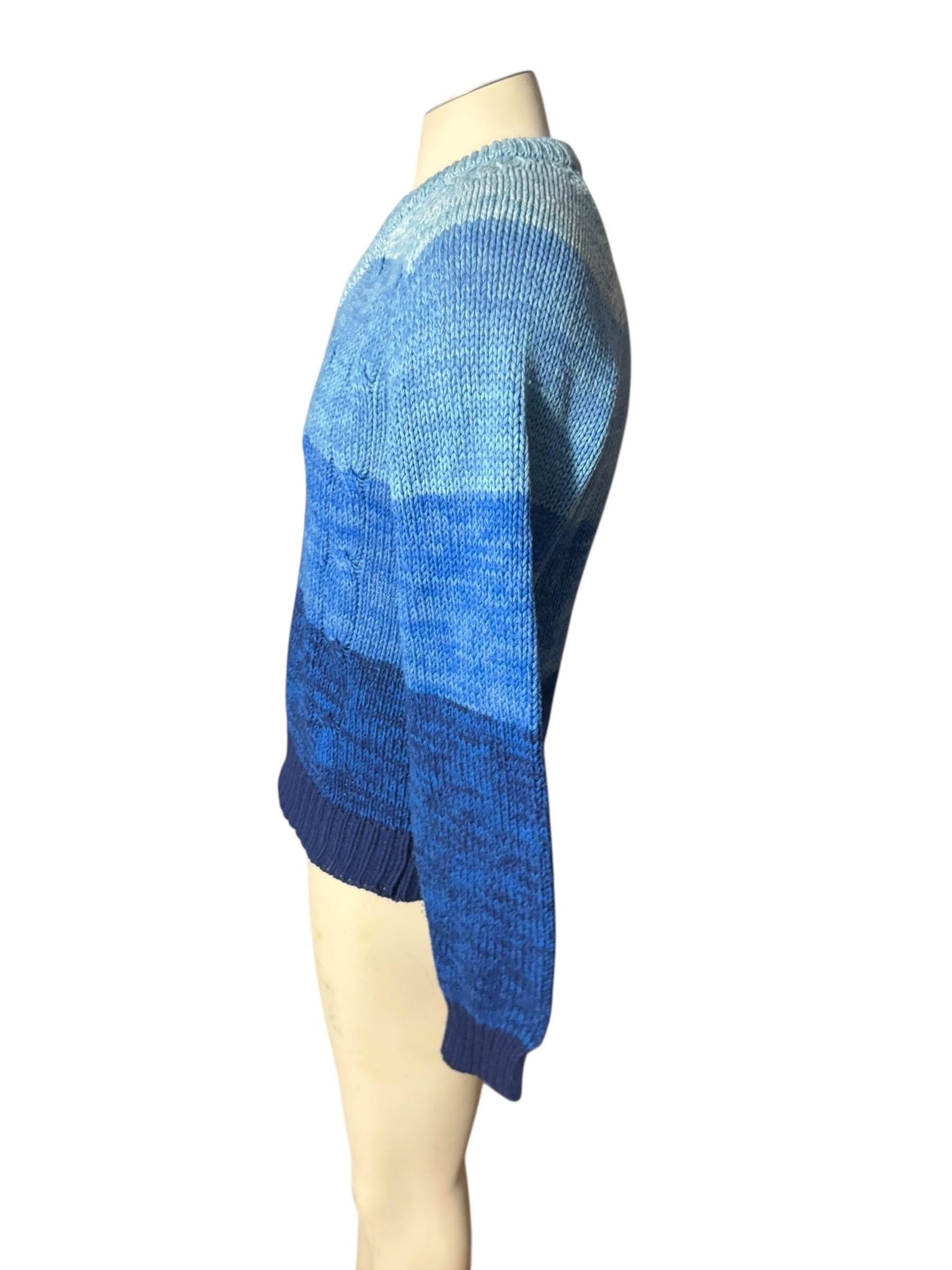 Vintage blue striped men's V neck sweater M Youngbloods