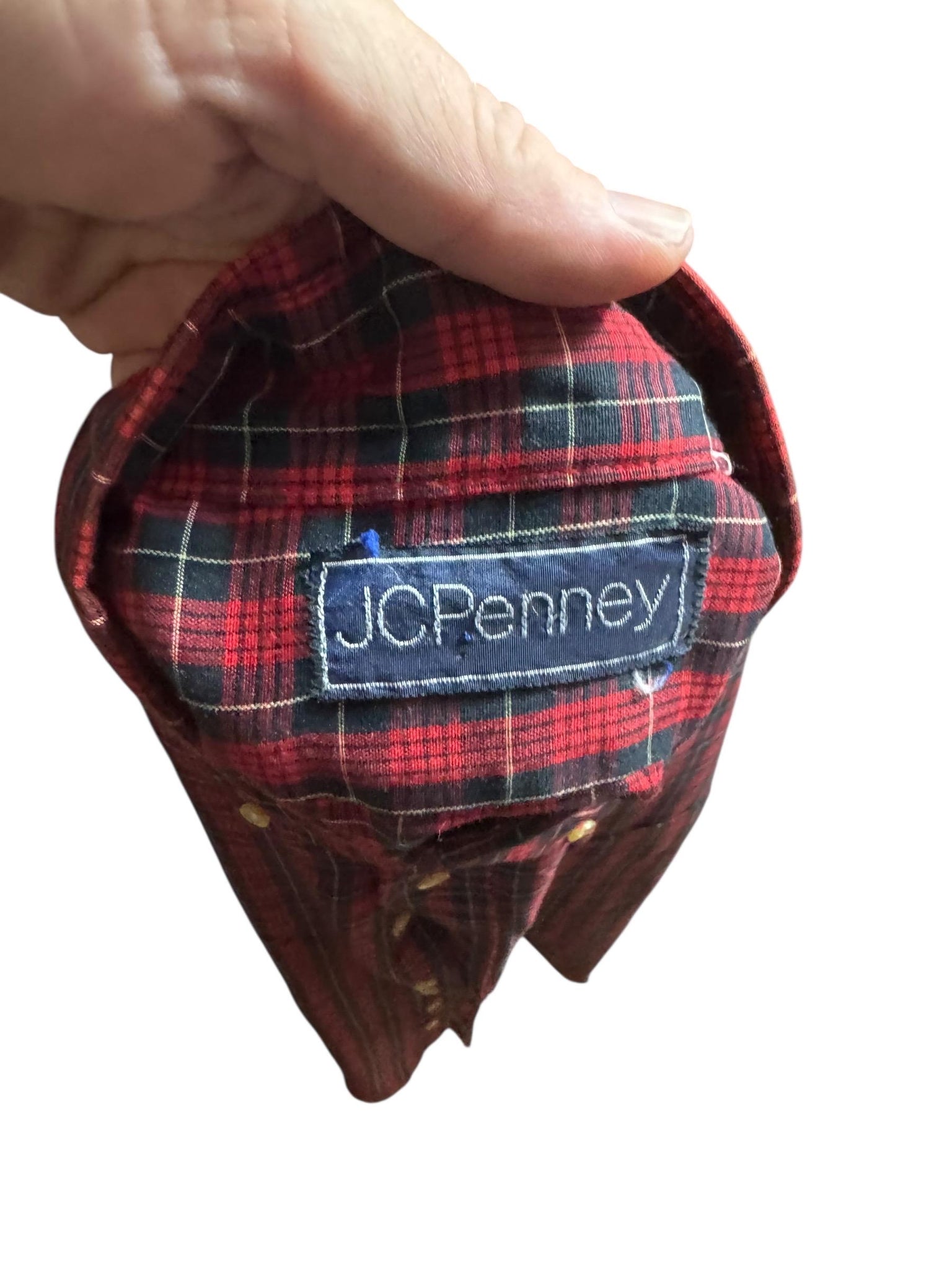 Vintage 80's red plaid button up shirt M JCPenney