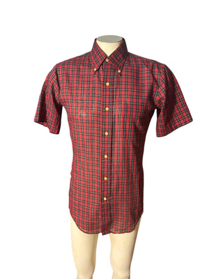 Vintage 80's red plaid button up shirt M JCPenney