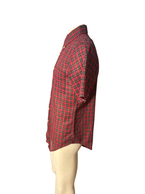 Vintage 80's red plaid button up shirt M JCPenney