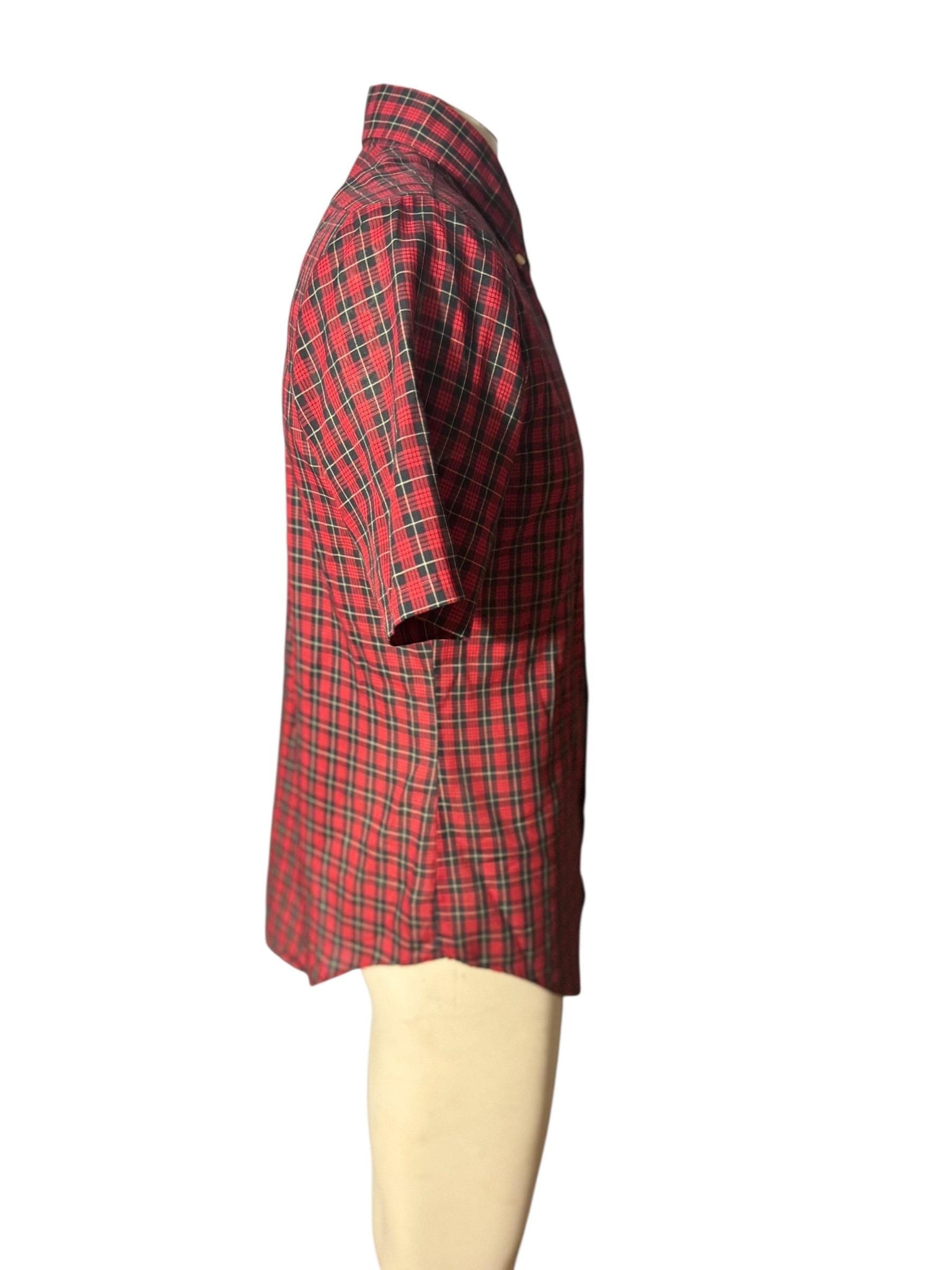 Vintage 80's red plaid button up shirt M JCPenney