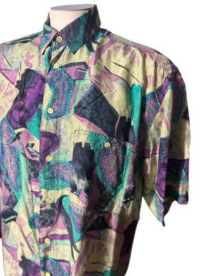 Vintage 80's silk men's shirt M Man's Fashion