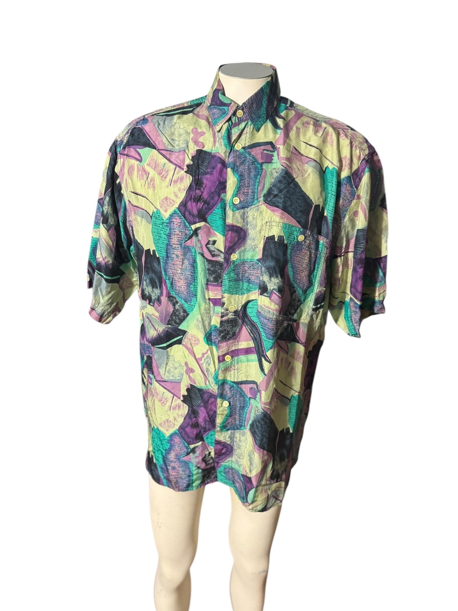 Vintage 80's silk men's shirt M Man's Fashion