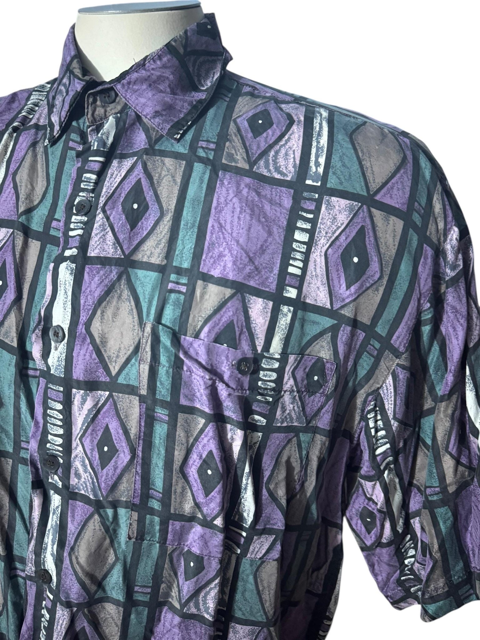 Vintage 80's silk men's shirt M Bruno