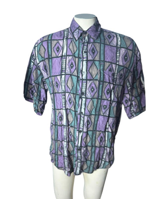 Vintage 80's silk men's shirt M Bruno