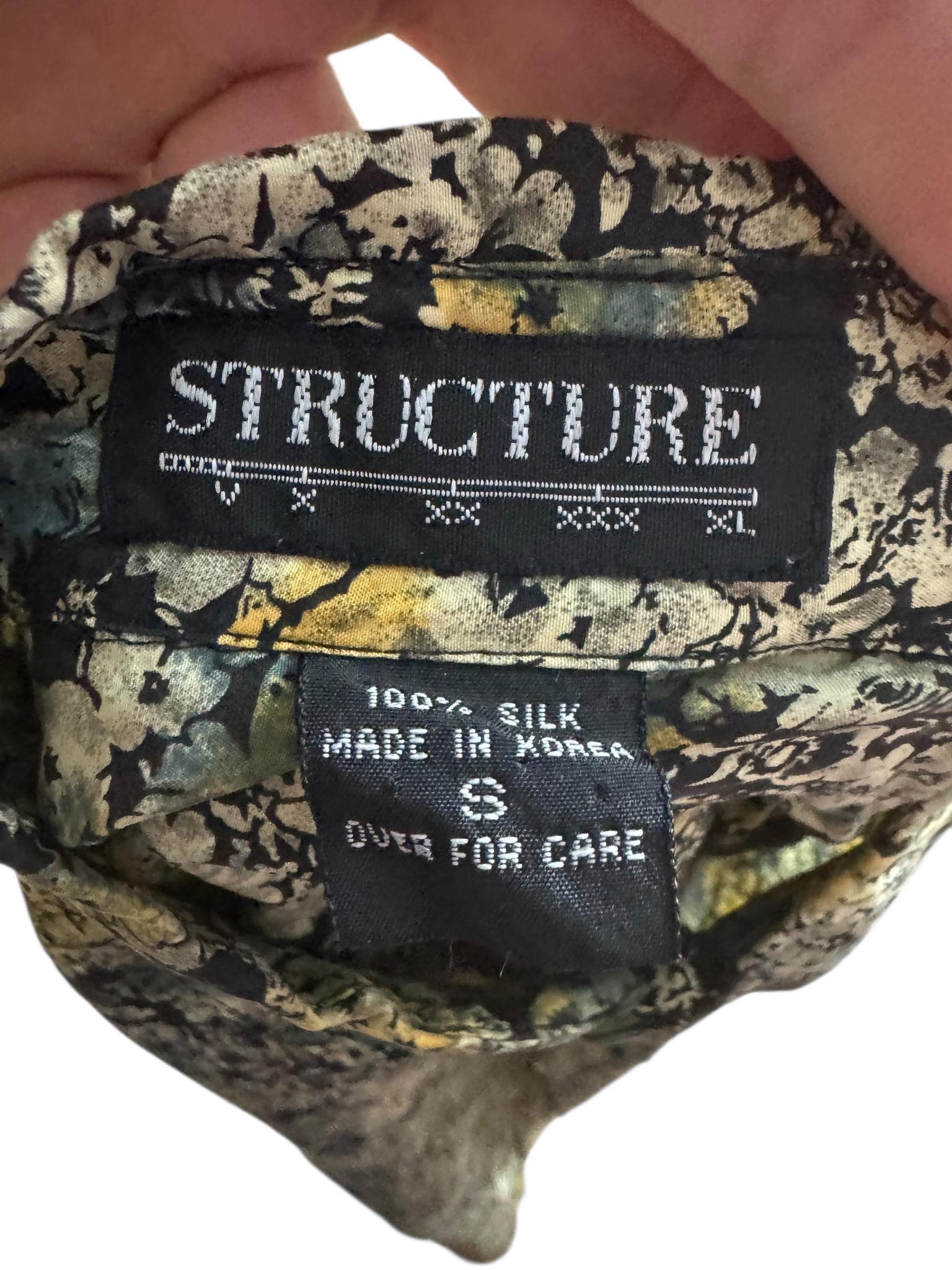 Vintage 80's silk men's shirt S Structure