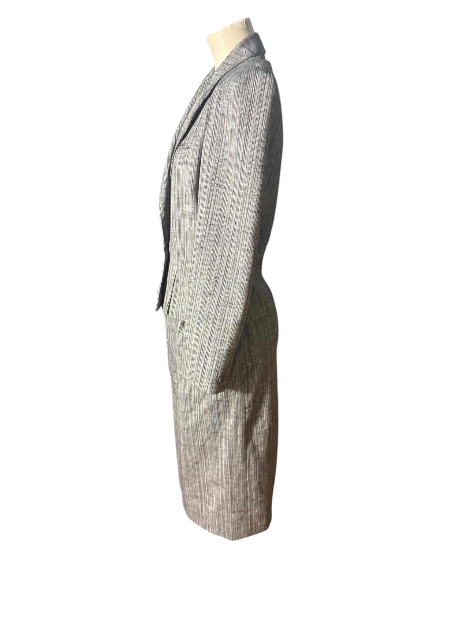 Vintage 80's black gray fitted skirt suit M Haberdasher