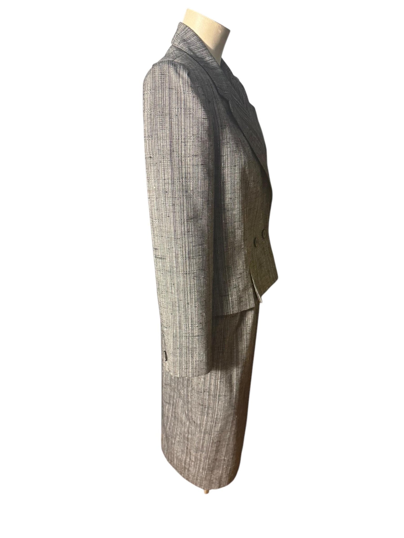 Vintage 80's black gray fitted skirt suit M Haberdasher