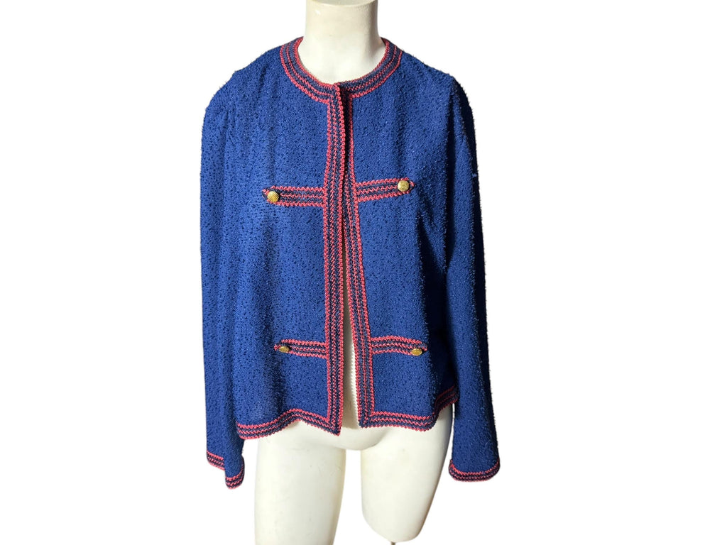 Vintage 80's short blazer M L navy & pink