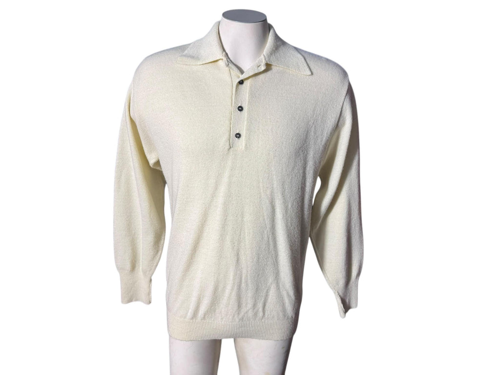 Vintage 70's men's off white sweater L Royal Knight