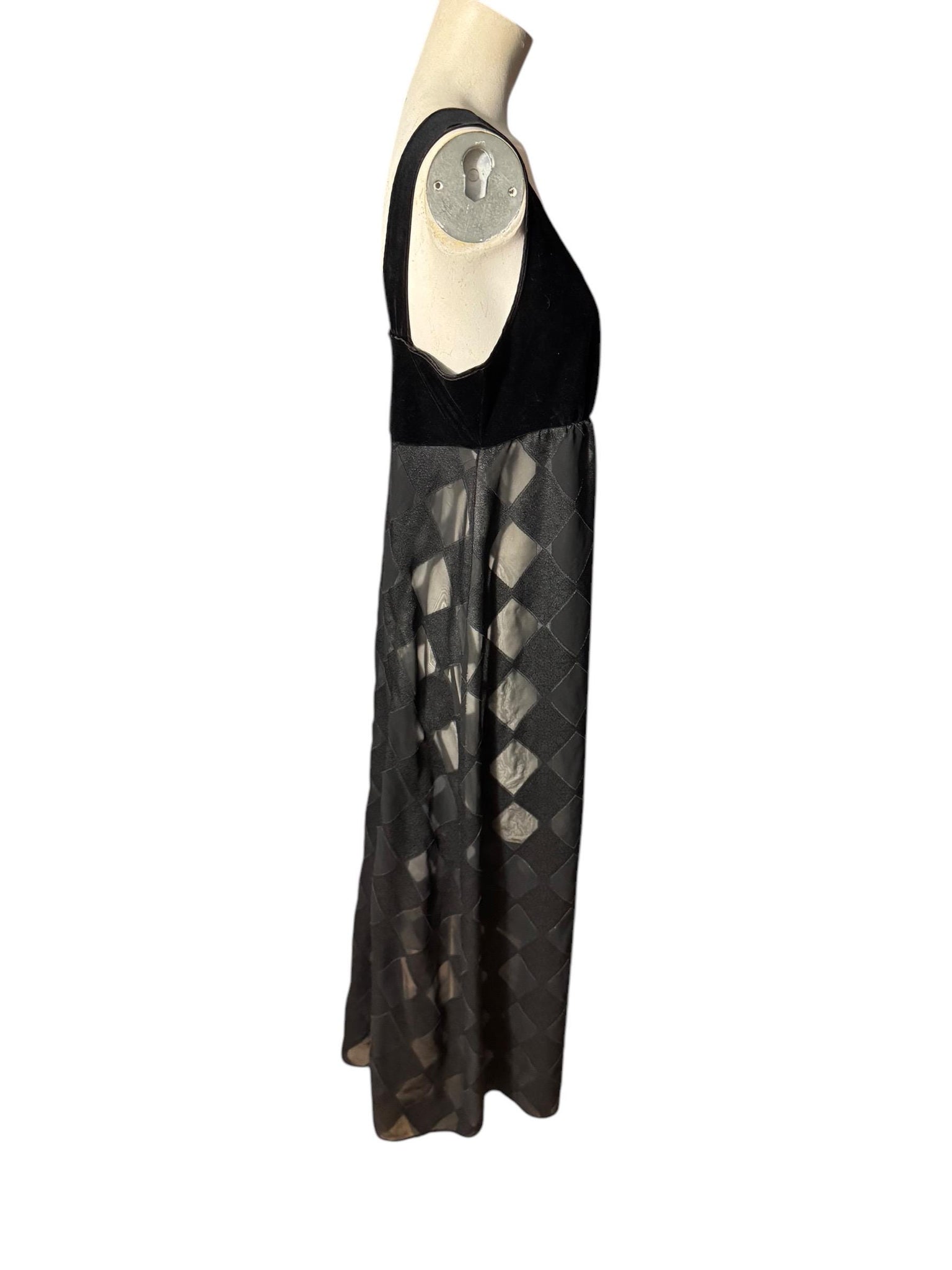 Vintage Lucie Ann long black nightgown L XL