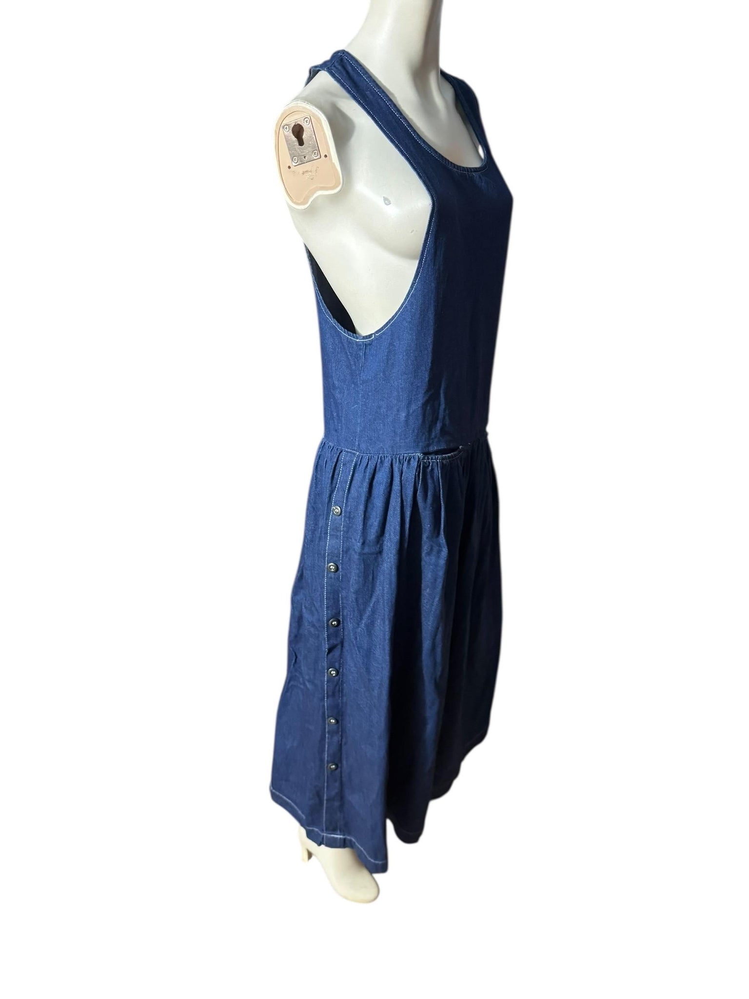 Vintage 80's blue jean jumper dress M Pinot Noir
