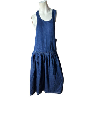 Vintage 80's blue jean jumper dress M Pinot Noir