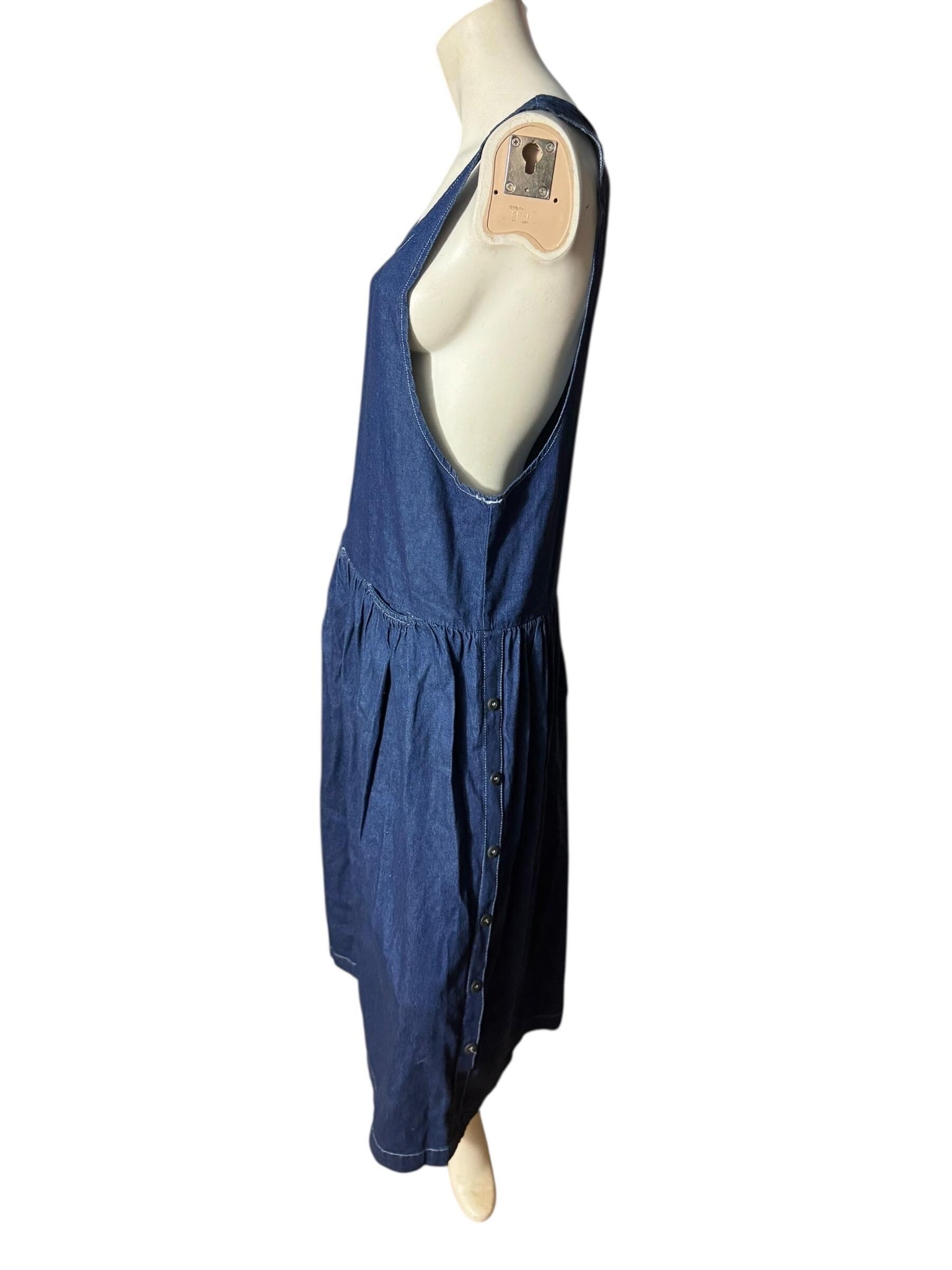 Vintage 80's blue jean jumper dress M Pinot Noir