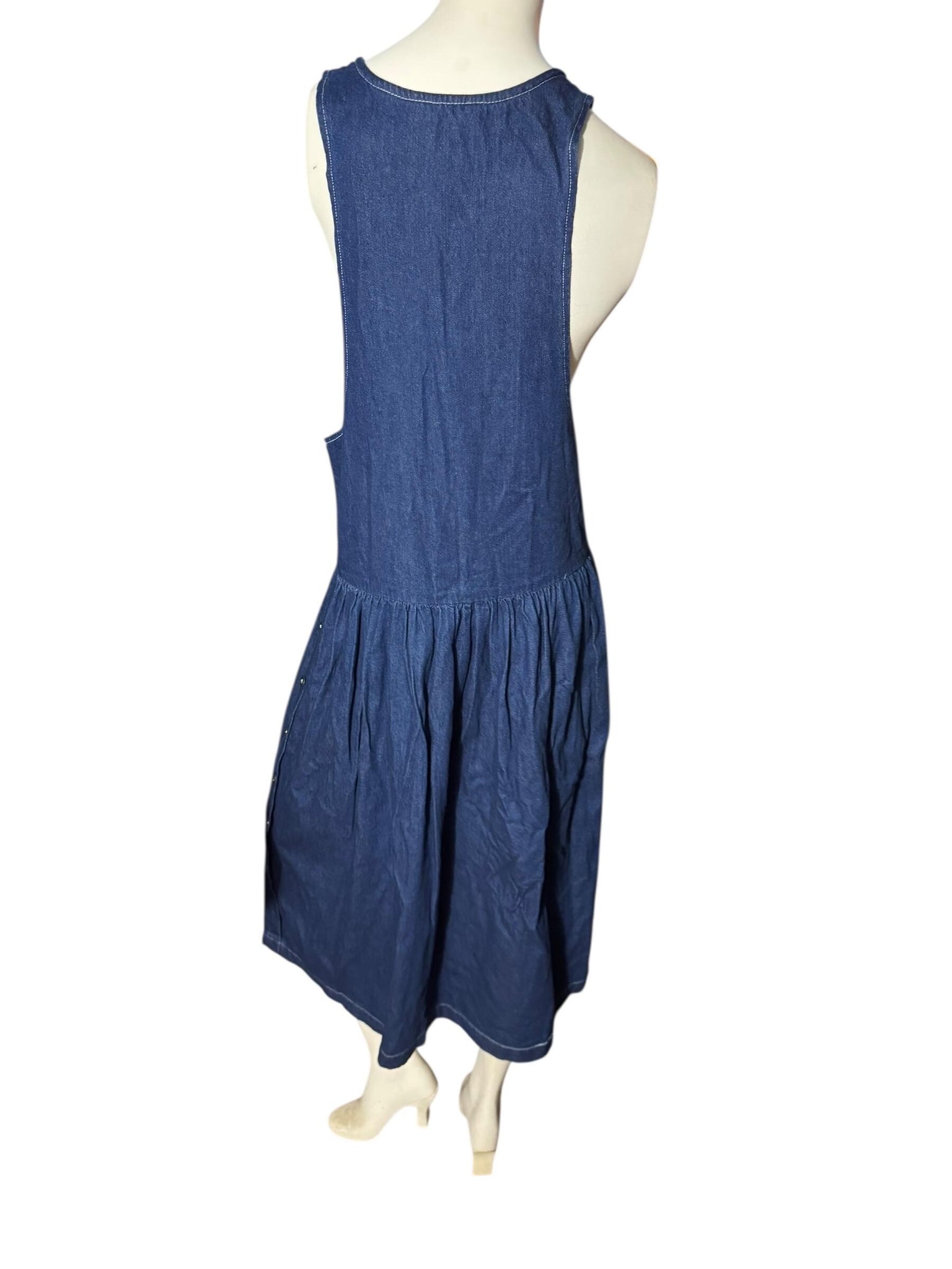 Vintage 80's blue jean jumper dress M Pinot Noir