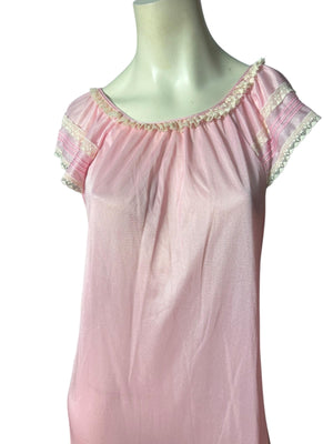 Vintage pink long nightgown lingerie M