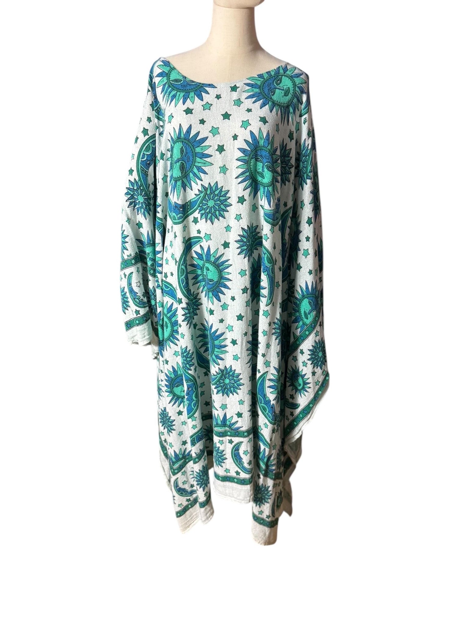 Vintage angel wing sleeve caftan dress XL boho