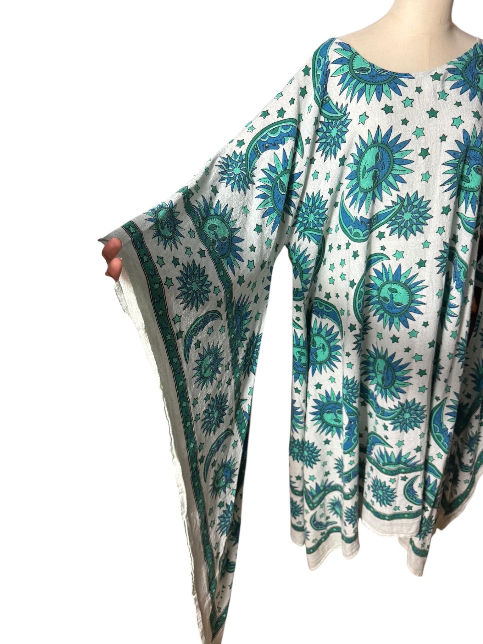 Vintage angel wing sleeve caftan dress XL boho
