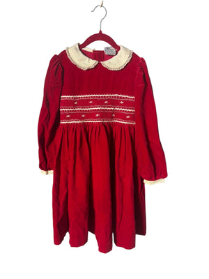 Vintage red Carriage Boutique smocked kids dress 6