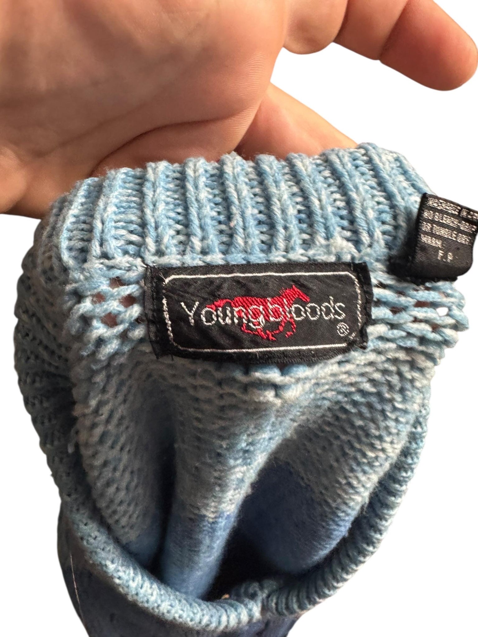 Vintage blue striped men's V neck sweater M Youngbloods