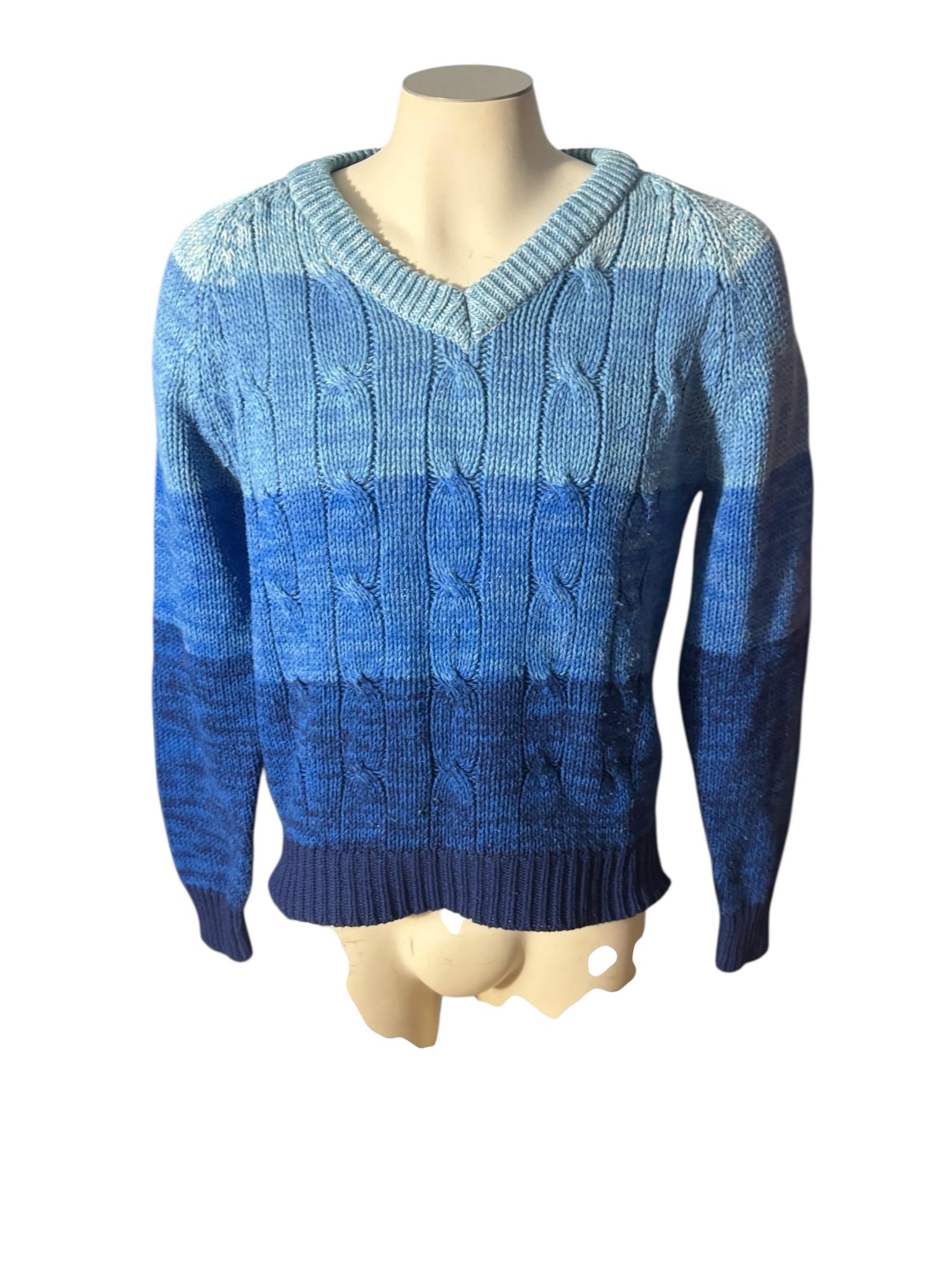 Vintage blue striped men's V neck sweater M Youngbloods
