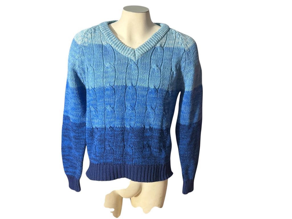 Vintage blue striped men's V neck sweater M Youngbloods