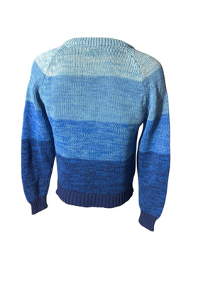 Vintage blue striped men's V neck sweater M Youngbloods