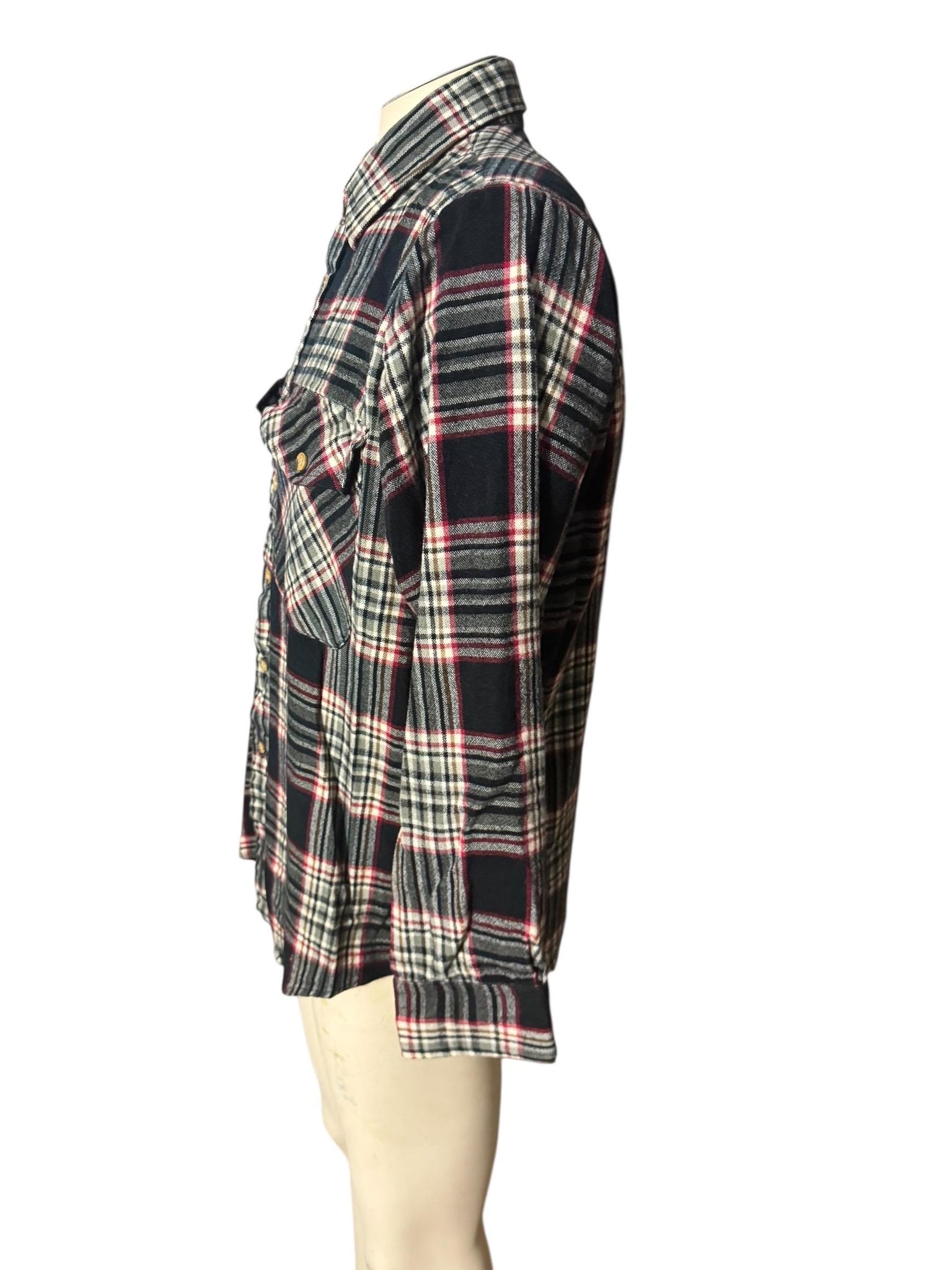 vintage 70's navy white flannel shirt L Field Master