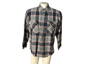 vintage 70's navy white flannel shirt L Field Master