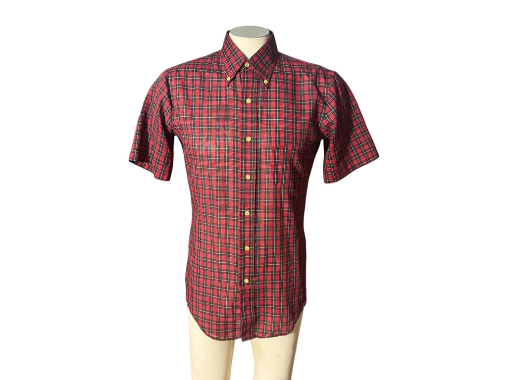 Vintage 80's red plaid button up shirt M JCPenney