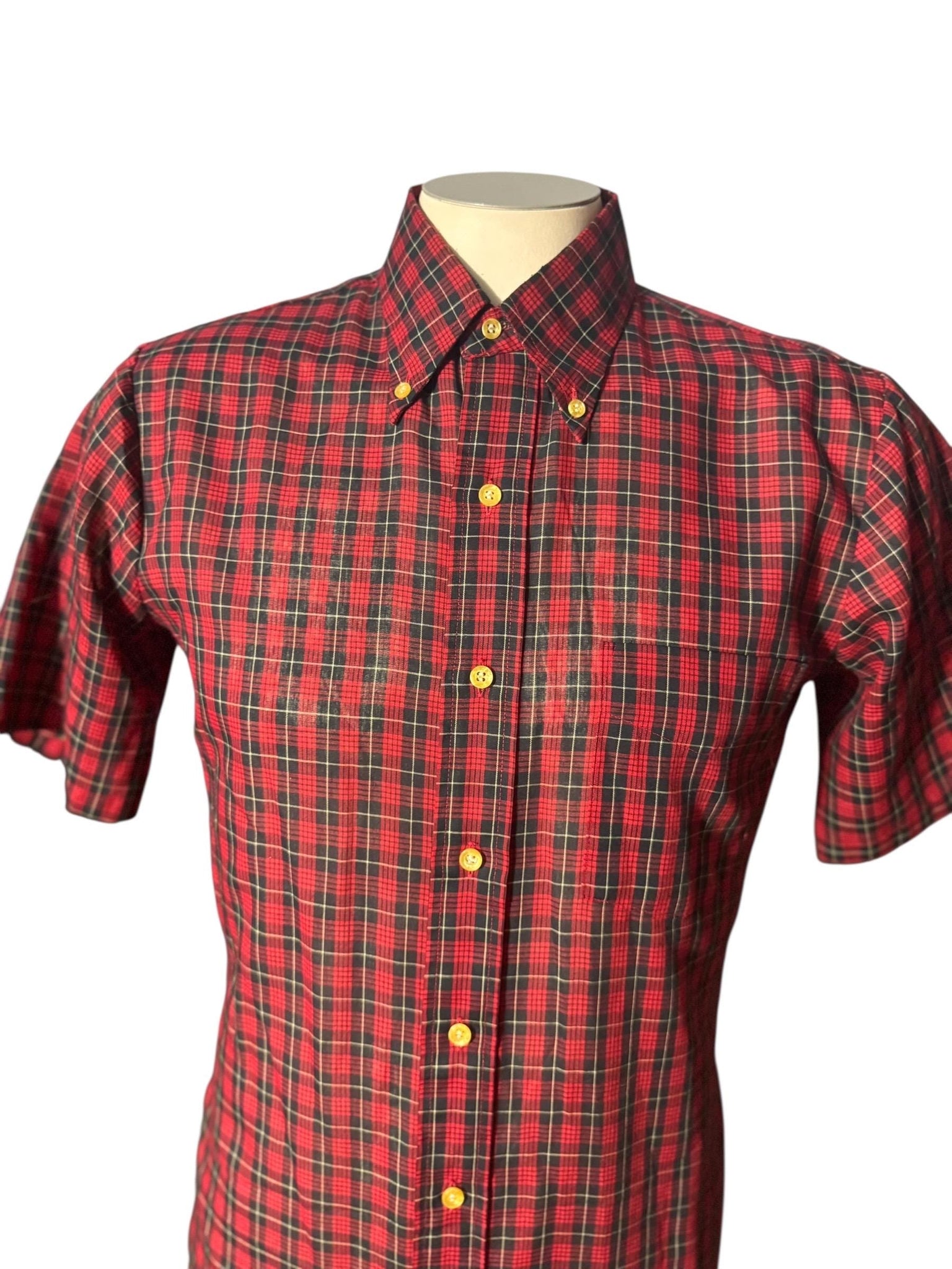 Vintage 80's red plaid button up shirt M JCPenney