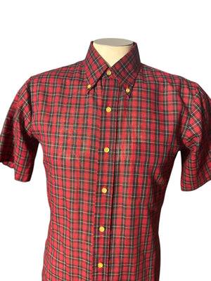 Vintage 80's red plaid button up shirt M JCPenney