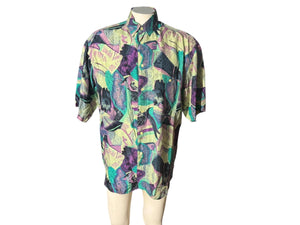 Vintage 80's silk men's shirt M Man's Fashion