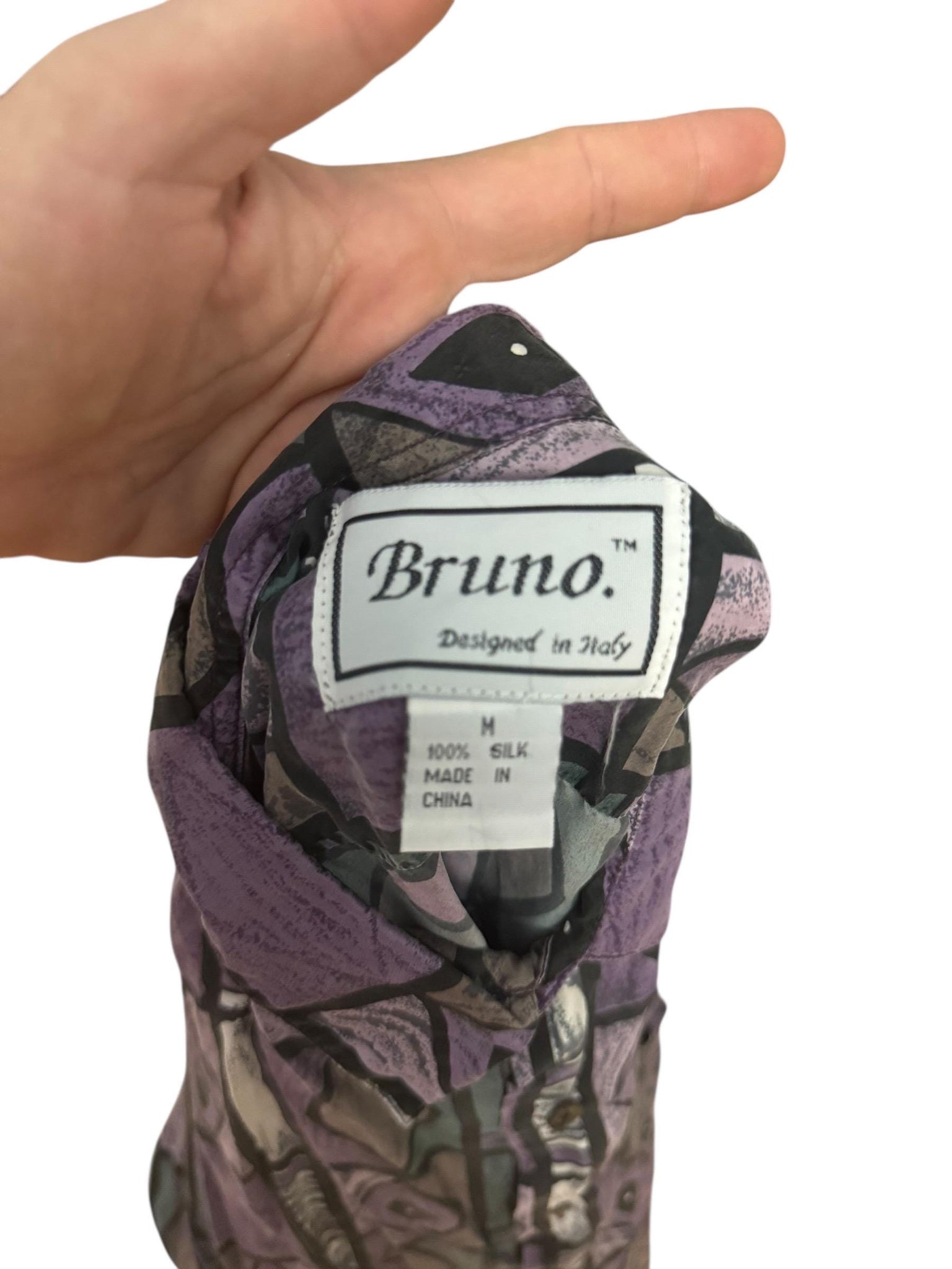 Vintage 80's silk men's shirt M Bruno