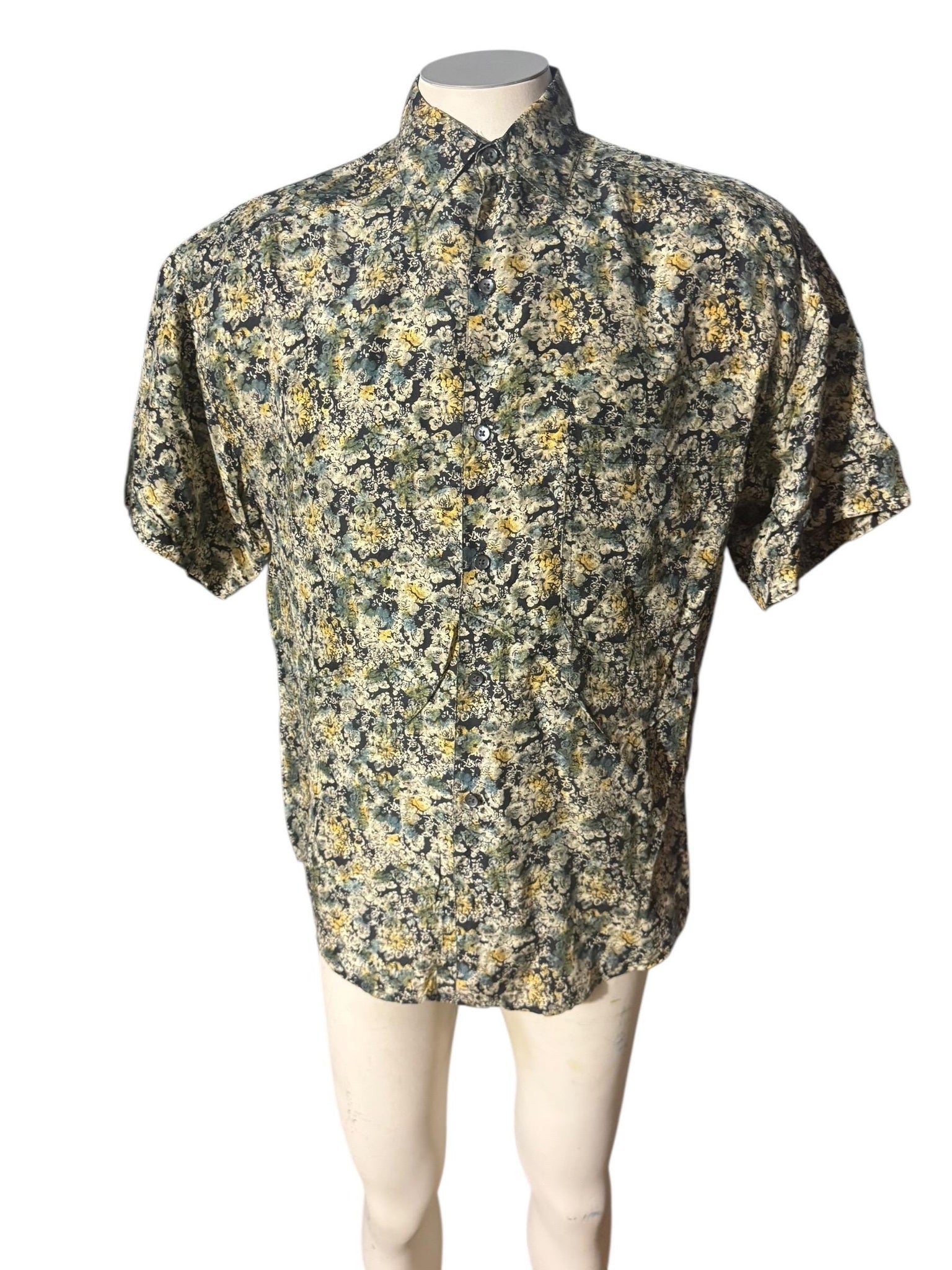 Vintage 80's silk men's shirt S Structure
