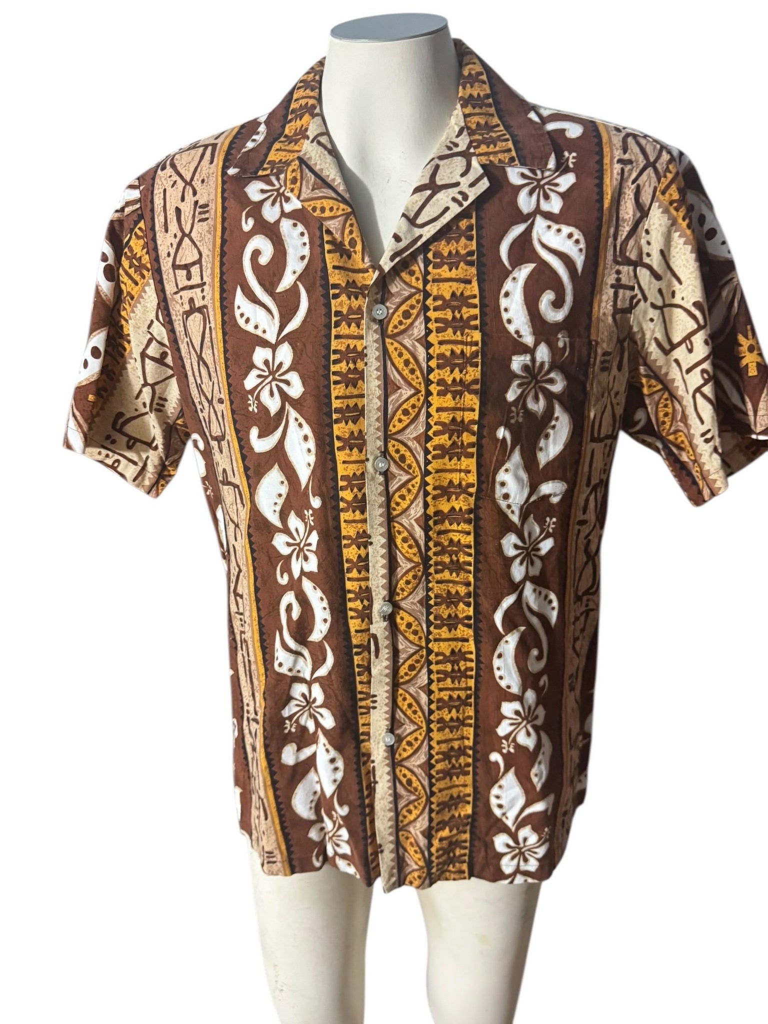Vintage Hawaiian shirt tiki L Nui Nalu