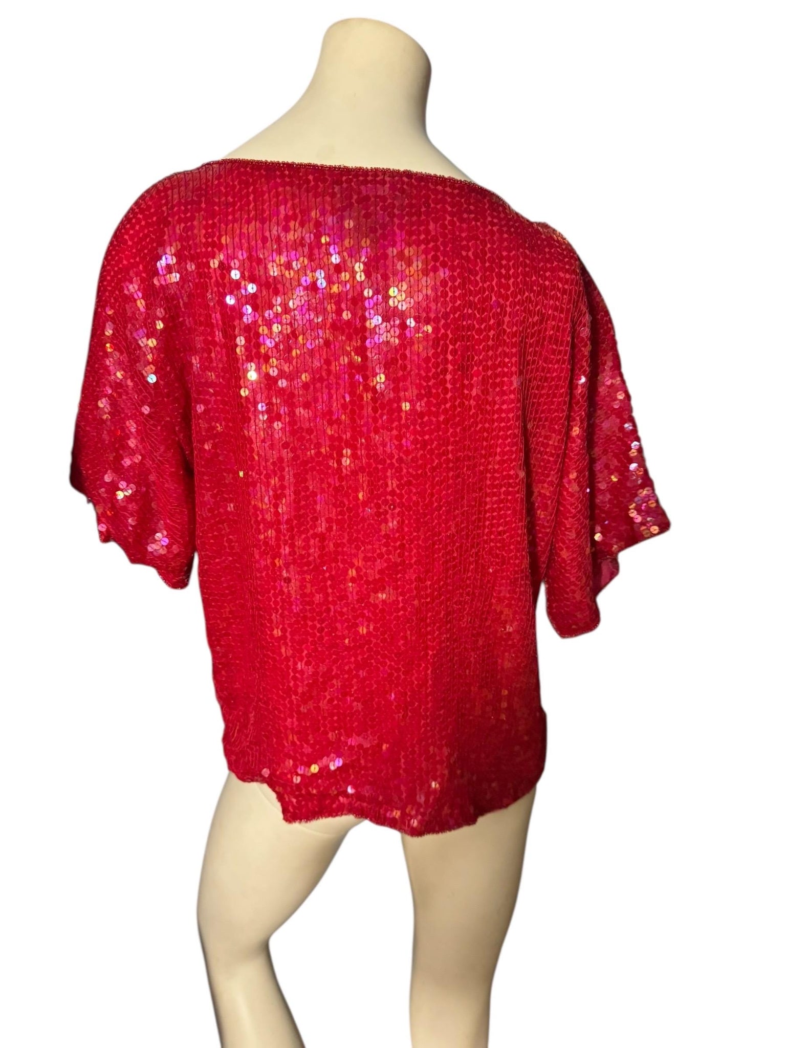 Vintage 80's red sequin top L Joseph Le Bon