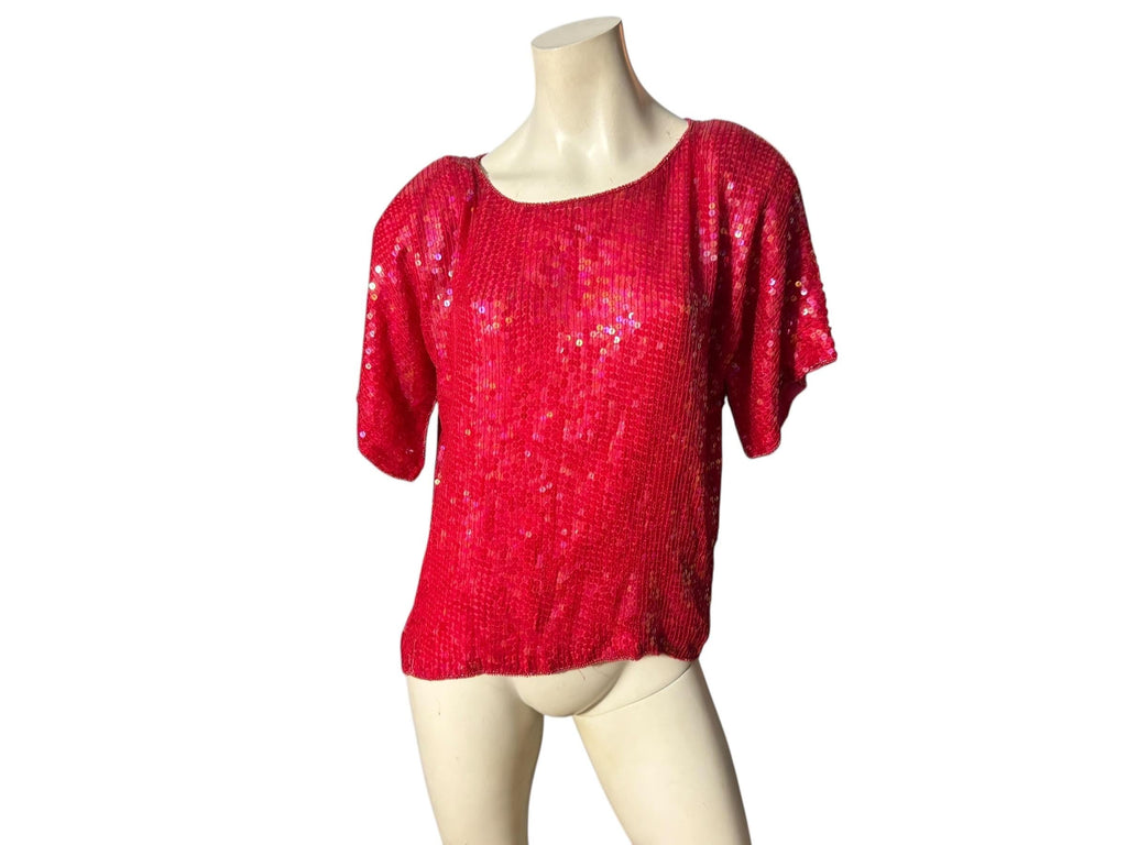 Vintage 80's red sequin top L Joseph Le Bon