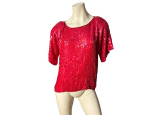 Vintage 80's red sequin top L Joseph Le Bon