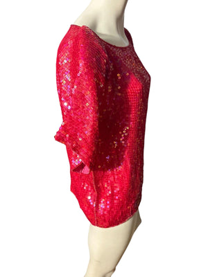 Vintage 80's red sequin top L Joseph Le Bon